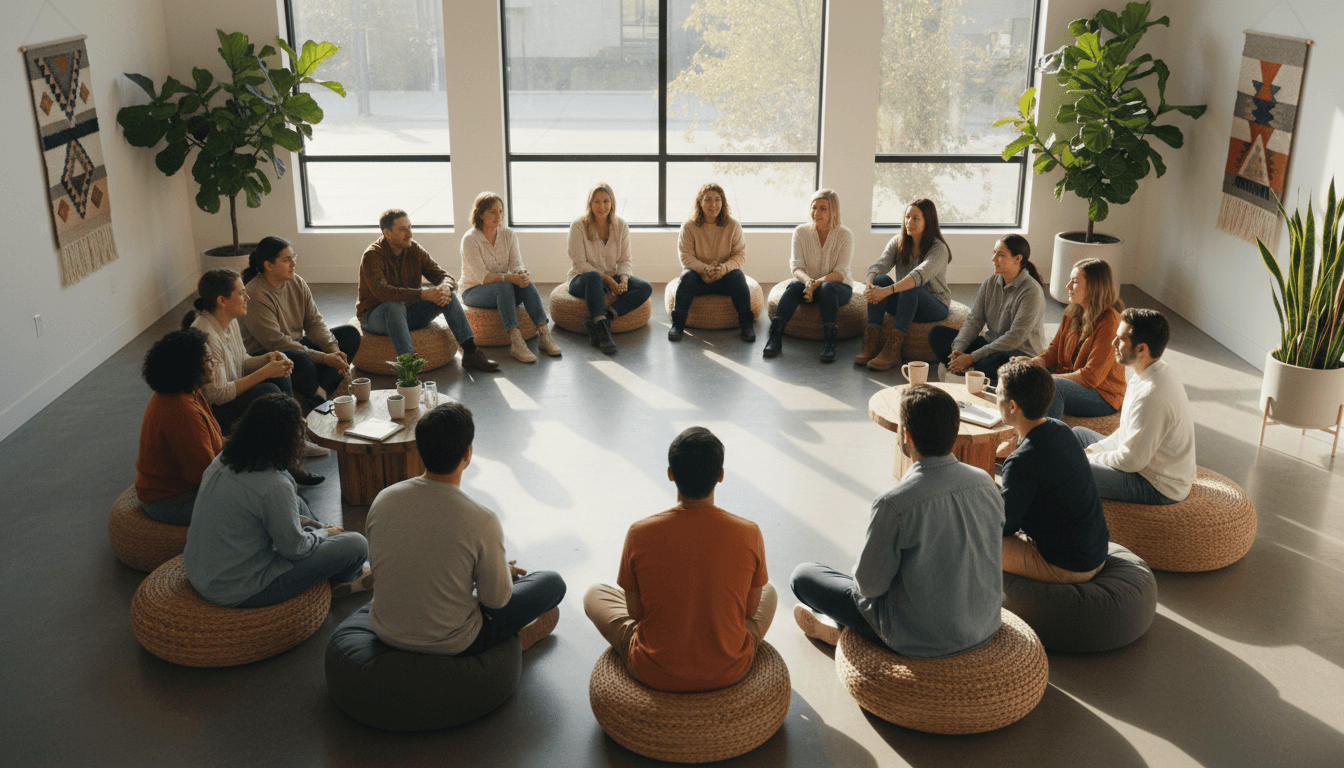 Community members in group discussion