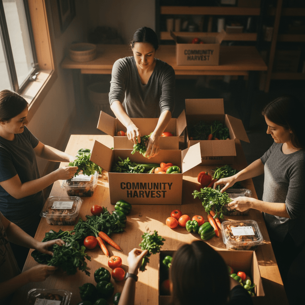 Volunteer preparing community outreach supplies